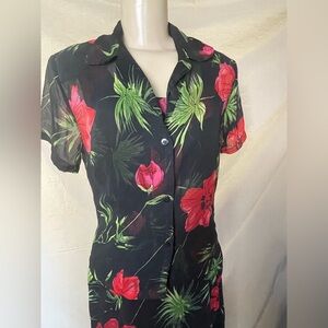 Floral Maxi sun Dress 2 piece - Black and Red